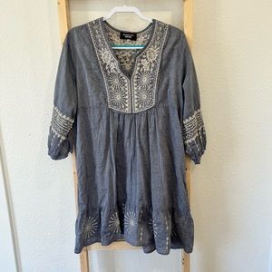 Denim Johnny Was Embroidered Dress Large